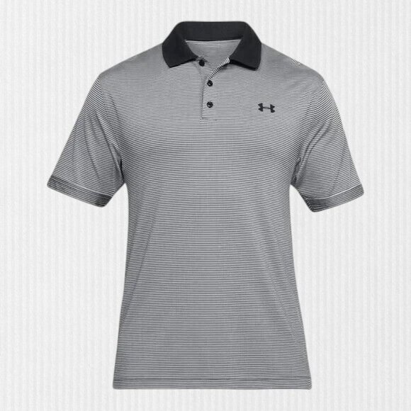 Under Armour Men's Size 2XL Polo Golf Shirt Gray White Stripe UPF 30 NWT - Picture 3 of 7